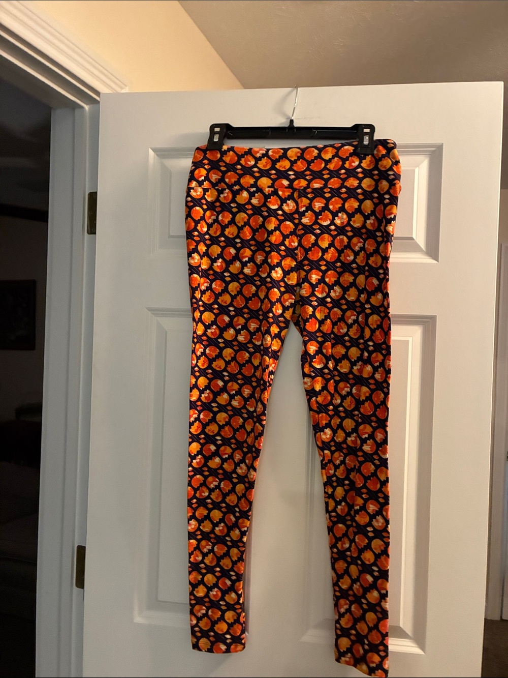 Orange Flower Print Leggings
